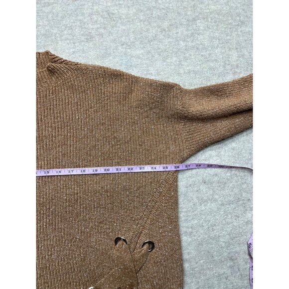 Kerisma Brown Balloon Sleeve Knit Angola Blend Sweater Size Medium/Large - Picture 8 of 9